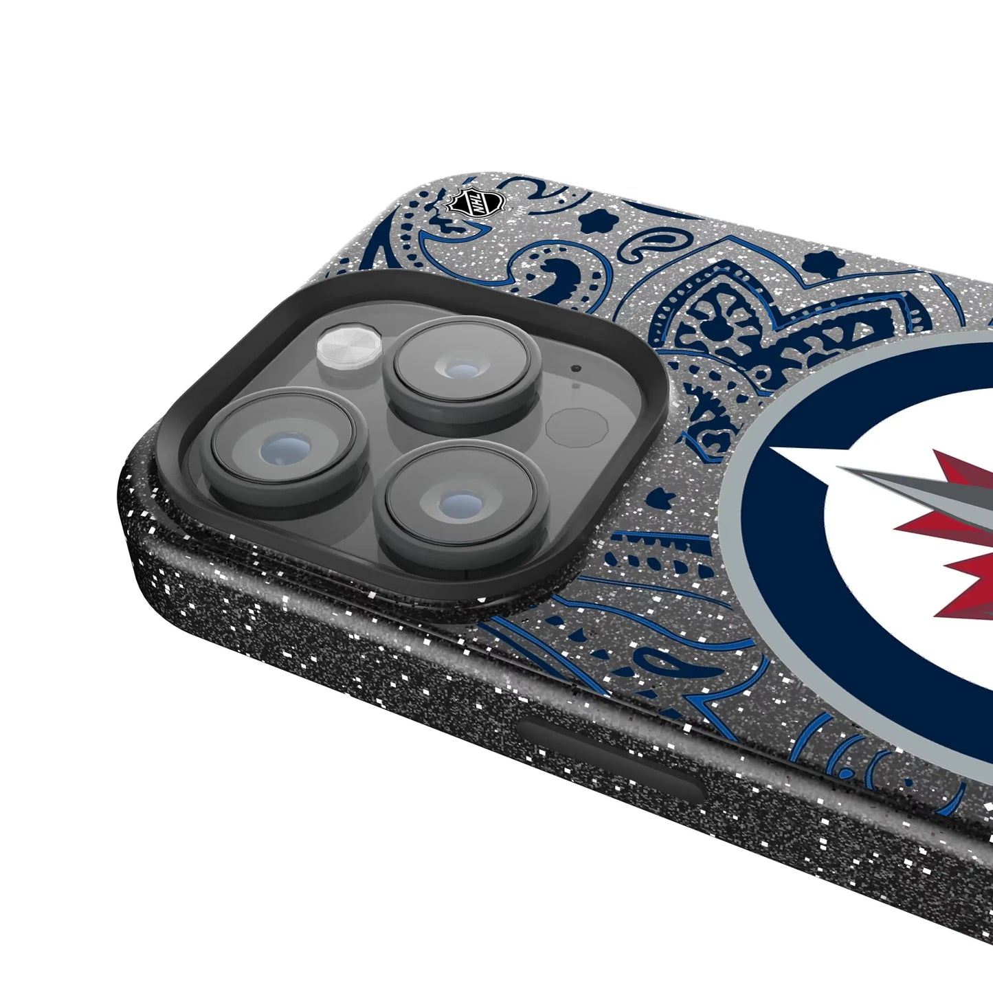 Winnipeg Jets Paisley Black Bling Phone Case for Apple iPhone