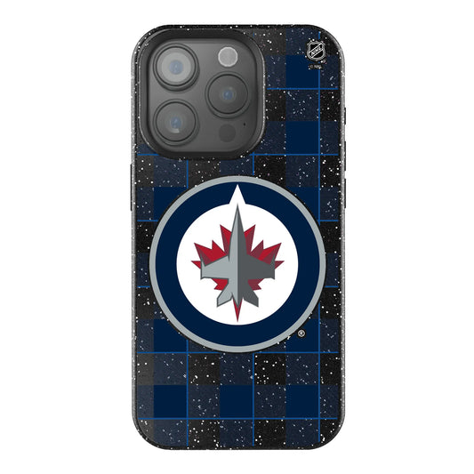 Winnipeg Jets Plaid Black Bling Phone Case for Apple iPhone
