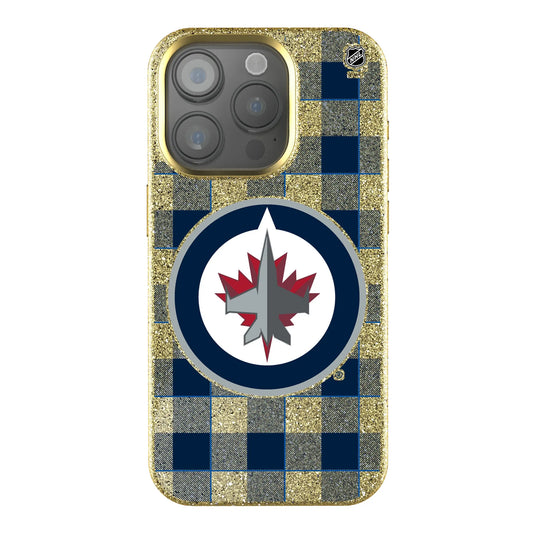 Winnipeg Jets Plaid Bling Phone Case for Apple iPhone