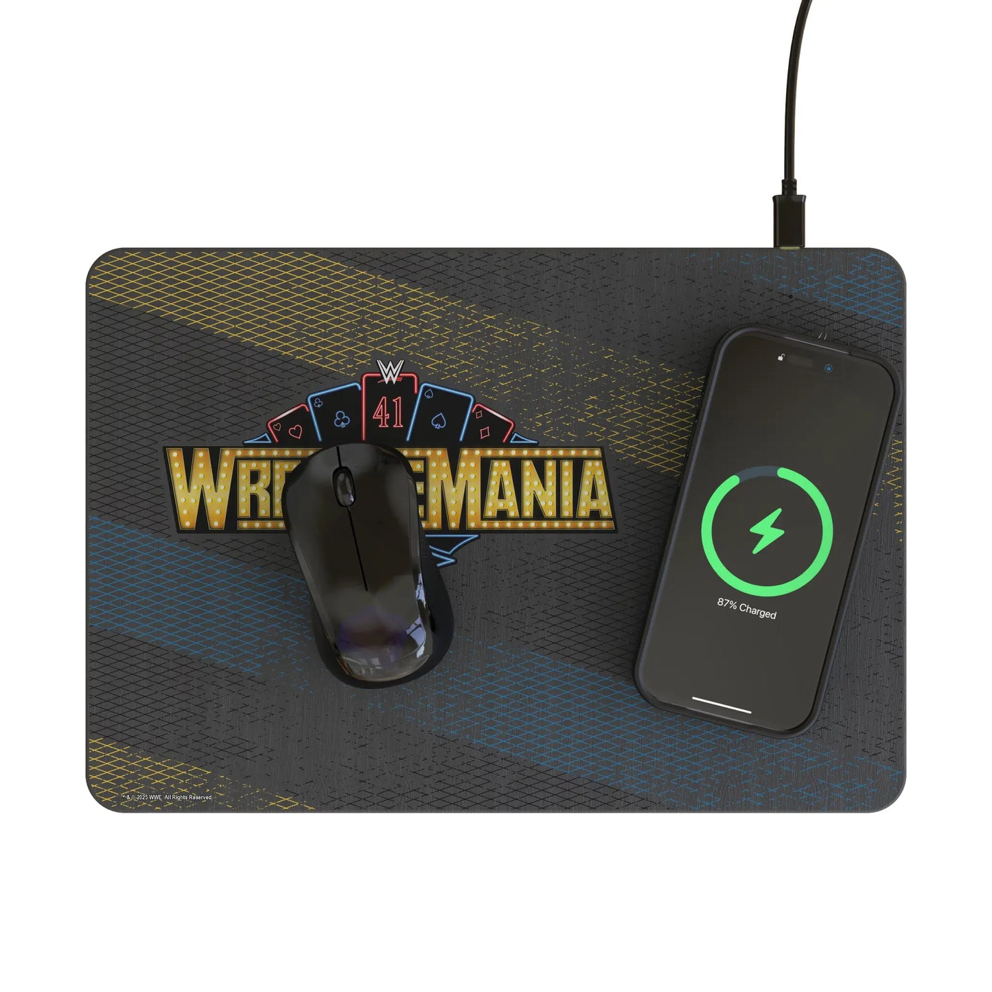 WrestleMania 41 Steel 15-Watt Wireless Charger and Mouse Pad