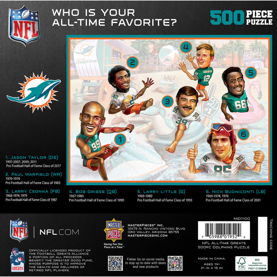 Miami Dolphins All-Time Greats Puzzle - 500 Pieces